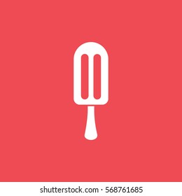 Ice Cream Flat Icon On Red Background