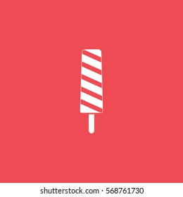 Ice Cream Flat Icon On Red Background
