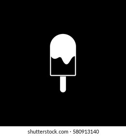 Ice Cream Flat Icon On Black Background