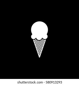 Ice Cream Flat Icon On Black Background