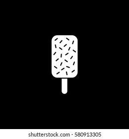 Ice Cream Flat Icon On Black Background