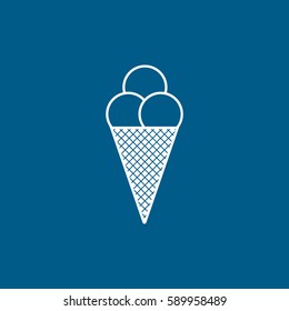 Ice Cream Flat Icon On Blue Background