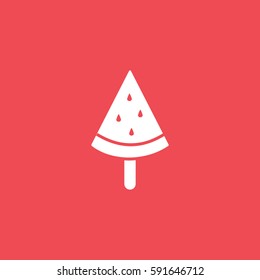 Ice Cream Flat Icon On Red Background