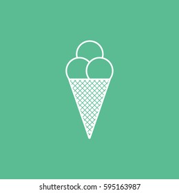 Ice Cream Flat Icon On Green Background