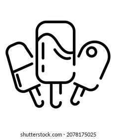 Ice cream flat icon. Pictogram for web. Line stroke. Icecream isolated on white background. Vector eps10