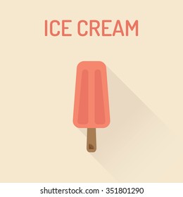 Ice cream flat icon with a shadow, popsicles, colorful, bright, rainbow, juice, fruit, vitamins, benefits. Vector flat gelato icon. Vector illustration