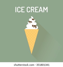 Ice cream flat icon with a shadow, Vector flat gelato icon. Vector illustration