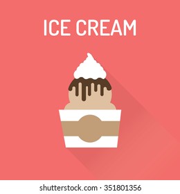 Ice cream flat icon with a shadow, Vector flat gelato icon. Vector illustration