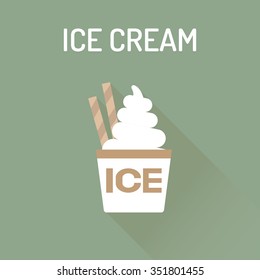 Ice cream flat icon with a shadow, Vector flat gelato icon. Vector illustration