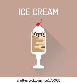 Ice cream flat icon with a shadow, Vector flat gelato icon. Vector illustration