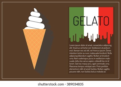 Ice cream flat icon with a shadow, Vector flat gelato icon. Vector illustration