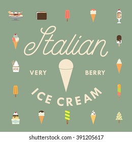 Ice cream flat icon with a shadow, Vector flat gelato icon. Vector illustration