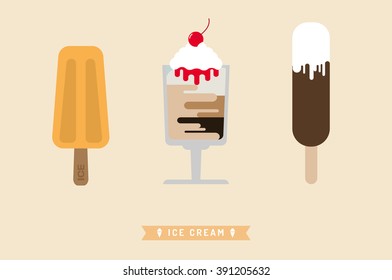 Ice cream flat icon with a shadow, Vector flat gelato icon. Vector illustration
