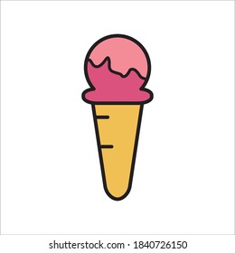 Ice Cream Flat Icon Vector Logo Template Illustration