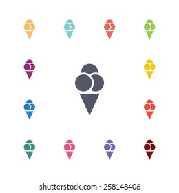 ice cream flat icons set. Open colorful buttons 