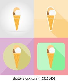 ice cream flat icons vector illustration isolated on background