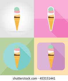 ice cream flat icons vector illustration isolated on background