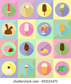 ice cream flat icons vector illustration isolated on background