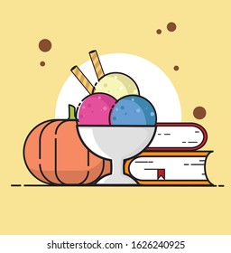 ice cream flat illustration. Flat Cartoon Style Suitable for Web Landing Page, Banner, Flyer, Sticker, Wallpaper, Card, Background