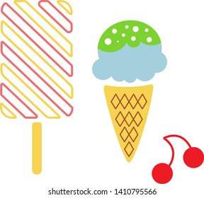 Ice cream flat illustration on white