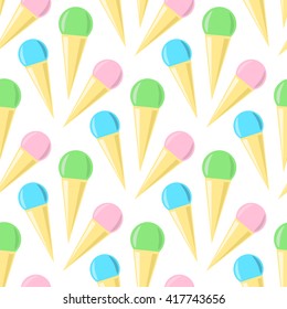  ice cream, flat illustration, seamless pattern
