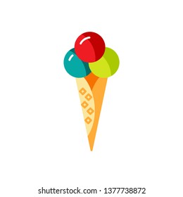 Ice cream flat and line style icon design. Design element isolated on white background. Vector illustration.