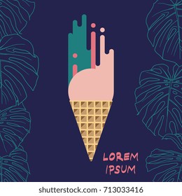 Ice cream flat logo. Vector illustration