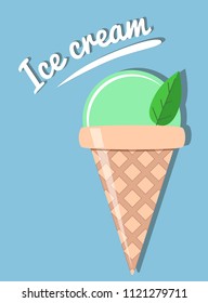 Ice cream in flat retro style. Vector illustration