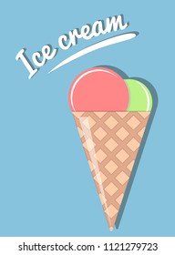 Ice cream in flat retro style. Vector illustration