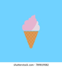 Ice cream in a flat style on a blue background