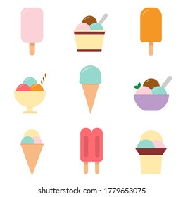 Ice cream flat, sweet food icon, vector illustration isolated on white background