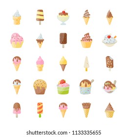 
Ice Cream Flat Vector Icons Set
