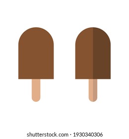 Ice cream flat vector illustration. Chocolate cold dessert art icon for shops, prints, menu, shop, delivery