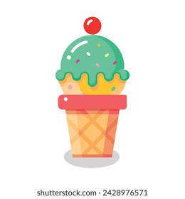 Ice cream flat Vector illustration on white background