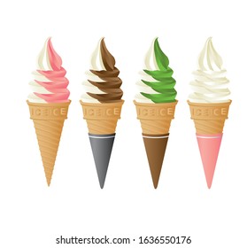 ice cream with flavor variants vector illustration 