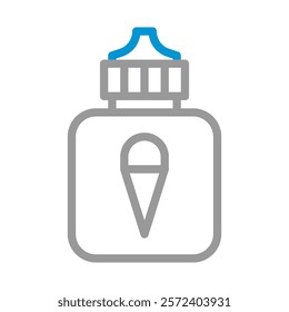 Ice Cream Flavored E Liquid Bottle Icon. Concept of vaping and electronic cigarettes.