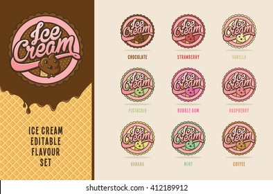 ice cream flavours vector set