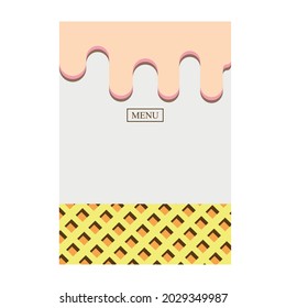 ice cream flowing over waffle texture background with text layout. EPS 10