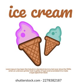 ice cream flyer and icon for festival