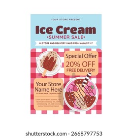 Ice cream flyer poster template design