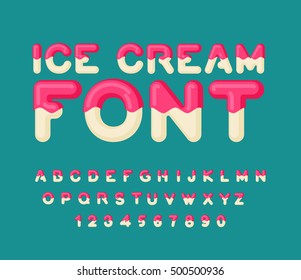 Ice Cream Font. Popsicle Alphabet. Cold Sweets ABC. Food Typography. Edible Letters. Dessert Lettering