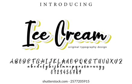 Ice Cream Font Stylish brush painted an uppercase vector letters, alphabet, typeface