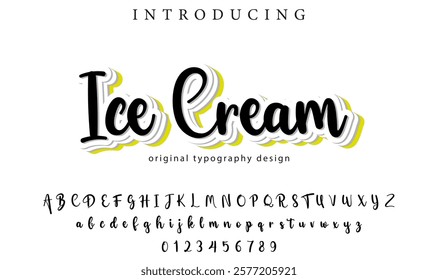 Ice Cream Font Stylish brush painted an uppercase vector letters, alphabet, typeface