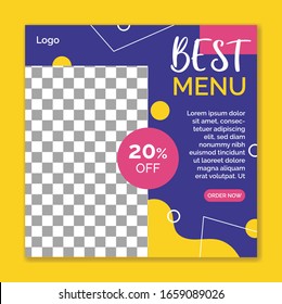 Ice Cream, Food and cakes social media post template banner ad.