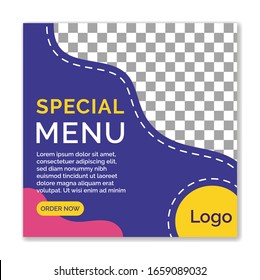 Ice Cream, Food and cakes social media post template banner ad.