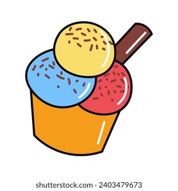 Ice cream of food colorful set. A mouthwatering illustration exudes sweetness, as the design beautifully complements the creamy, dreamy world of ice cream. Vector illustration.