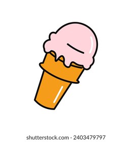 Ice cream of food colorful set. In this visually stunning artwork, the design elements harmonize perfectly with the ice cream cone's classic appeal, creating a sweet symphony. Vector illustration.