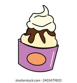 Ice cream of food colorful set. In this charming illustration, meticulous design converge to celebrate the world of sweet indulgence, with ice cream presented in a cup. Vector illustration.