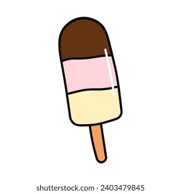 Ice cream of food colorful set. In this charming image, intricate design elements come together to celebrate the world of sweet treats, with a popsicle taking center stage. Vector illustration.