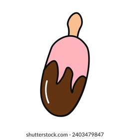 Ice cream of food colorful set. This sweet food-themed illustration showcases a delightful design featuring ice cream against a clean white background. Vector illustration.